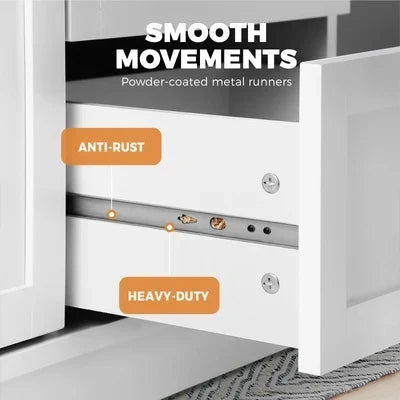 SB-HAMP-D5-WH-AB Oikiture Buffet Sideboard Cabinet Storage Cupboard Hallway Hamptons Furniture
