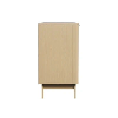 SB-HH-GLORY-4D-WD-AB Oikiture Buffet Sideboard Storage Cabinet 4 Doors Cupboard Hallway Table Natural