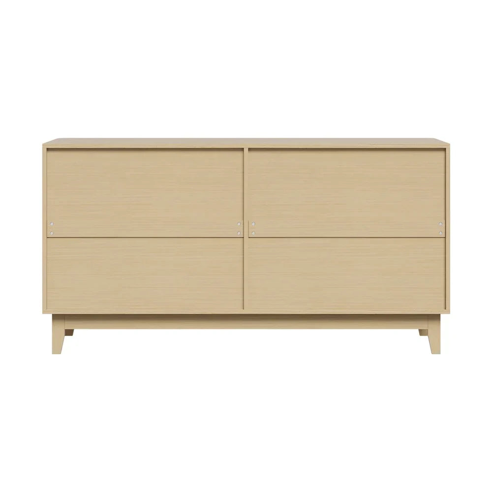 SB-HH-GLORY-4D-WD-AB Oikiture Buffet Sideboard Storage Cabinet 4 Doors Cupboard Hallway Table Natural