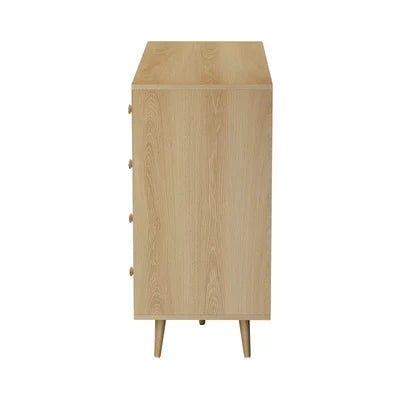 SB-LISA-D2-WHWD Oikiture Buffet Sideboard Cabinet 4 Drawers Storage Cupboard Hallway Table