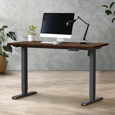 SD-LEG-120M-BK+DB-SLIM-12-WN Oikiture 120CM Electric Standing Desk Single Motor Frame with Tabletop 3 Colour