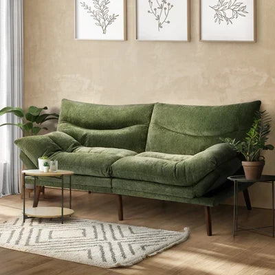 SOF-SONY-CH-GN-AB Oikiture 3 Seater Sofa Bed Recliner Lounge Couch Convertible Chenille Green Beds