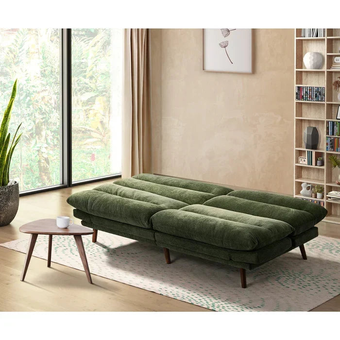SOF-SONY-CH-GN-AB Oikiture 3 Seater Sofa Bed Recliner Lounge Couch Convertible Chenille Green Beds