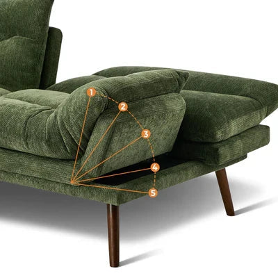 SOF-SONY-CH-GN-AB Oikiture 3 Seater Sofa Bed Recliner Lounge Couch Convertible Chenille Green Beds