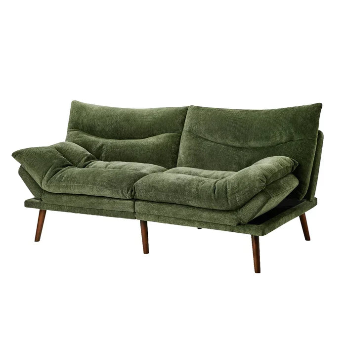 SOF-SONY-CH-GN-AB Oikiture 3 Seater Sofa Bed Recliner Lounge Couch Convertible Chenille Green Beds