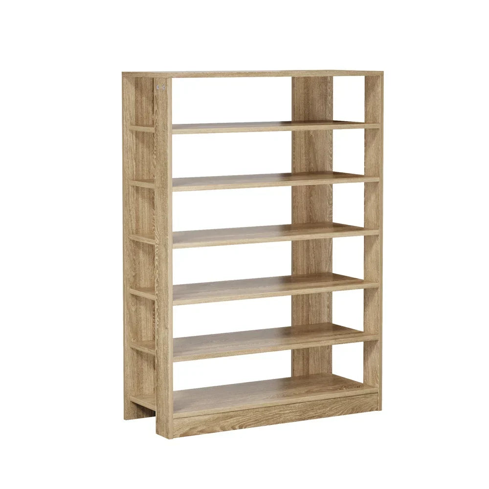 SS-BD-6S-WD Oikiture Shoe Rack 7 Tiers Shelf Storage Cabinet Organiser 42 Pairs Natural