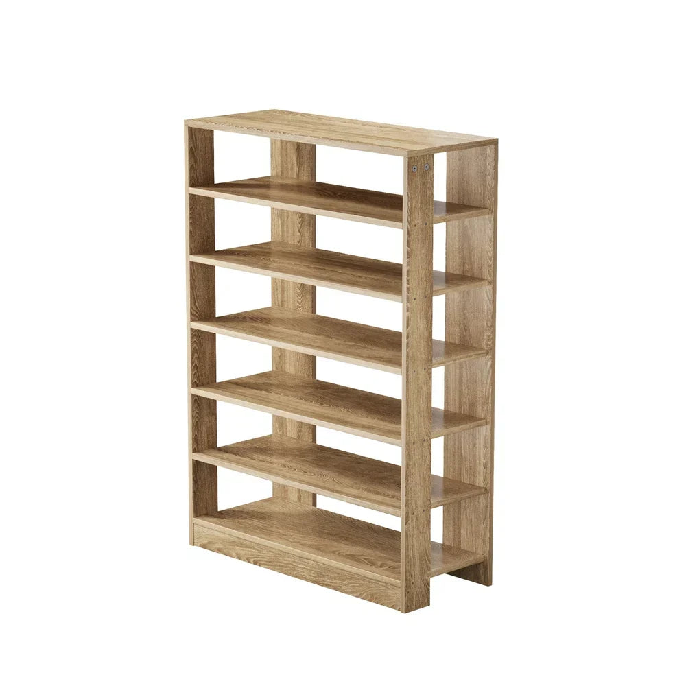 SS-BD-6S-WD Oikiture Shoe Rack 7 Tiers Shelf Storage Cabinet Organiser 42 Pairs Natural