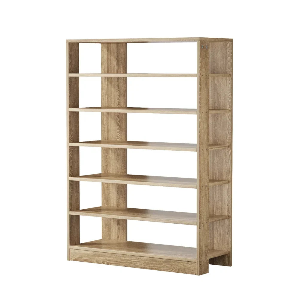 SS-BD-6S-WD Oikiture Shoe Rack 7 Tiers Shelf Storage Cabinet Organiser 42 Pairs Natural