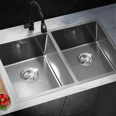 SSK-C-7644D-SI Welba Kitchen Sink Stainless Steel Basin Double Under/Top/Flush Mount 76X44CM