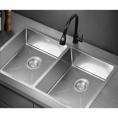 SSK-C-7644D-SI Welba Kitchen Sink Stainless Steel Basin Double Under/Top/Flush Mount 76X44CM