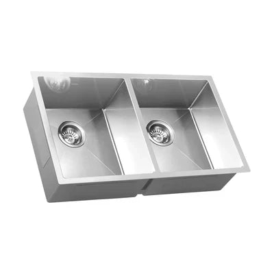 SSK-C-7644D-SI Welba Kitchen Sink Stainless Steel Basin Double Under/Top/Flush Mount 76X44CM