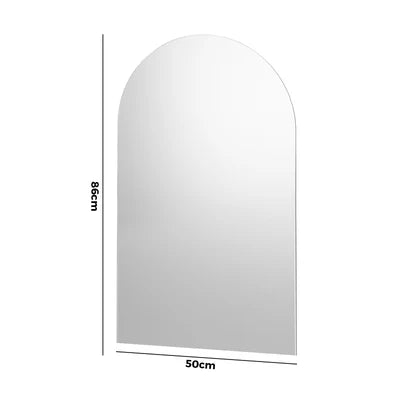 WM-ARCHED-8650-NFR Oikiture Wall Mirrors 86x50cm Arched Makeup Mirror Bathroom Frameless