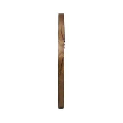 WM-B-ROUND-90-WN Oikiture Wall Mirrors 90cm Round Large Makeup Mirror Bathroom Home Decor Walnut