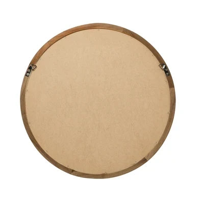 WM-B-ROUND-90-WN Oikiture Wall Mirrors 90cm Round Large Makeup Mirror Bathroom Home Decor Walnut