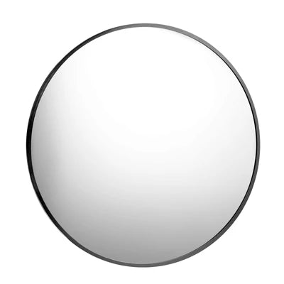 WM-ROUND-50-BK Oikiture Wall Mirrors Round Makeup Mirror Vanity Home Decor 50cm Black Bedroom