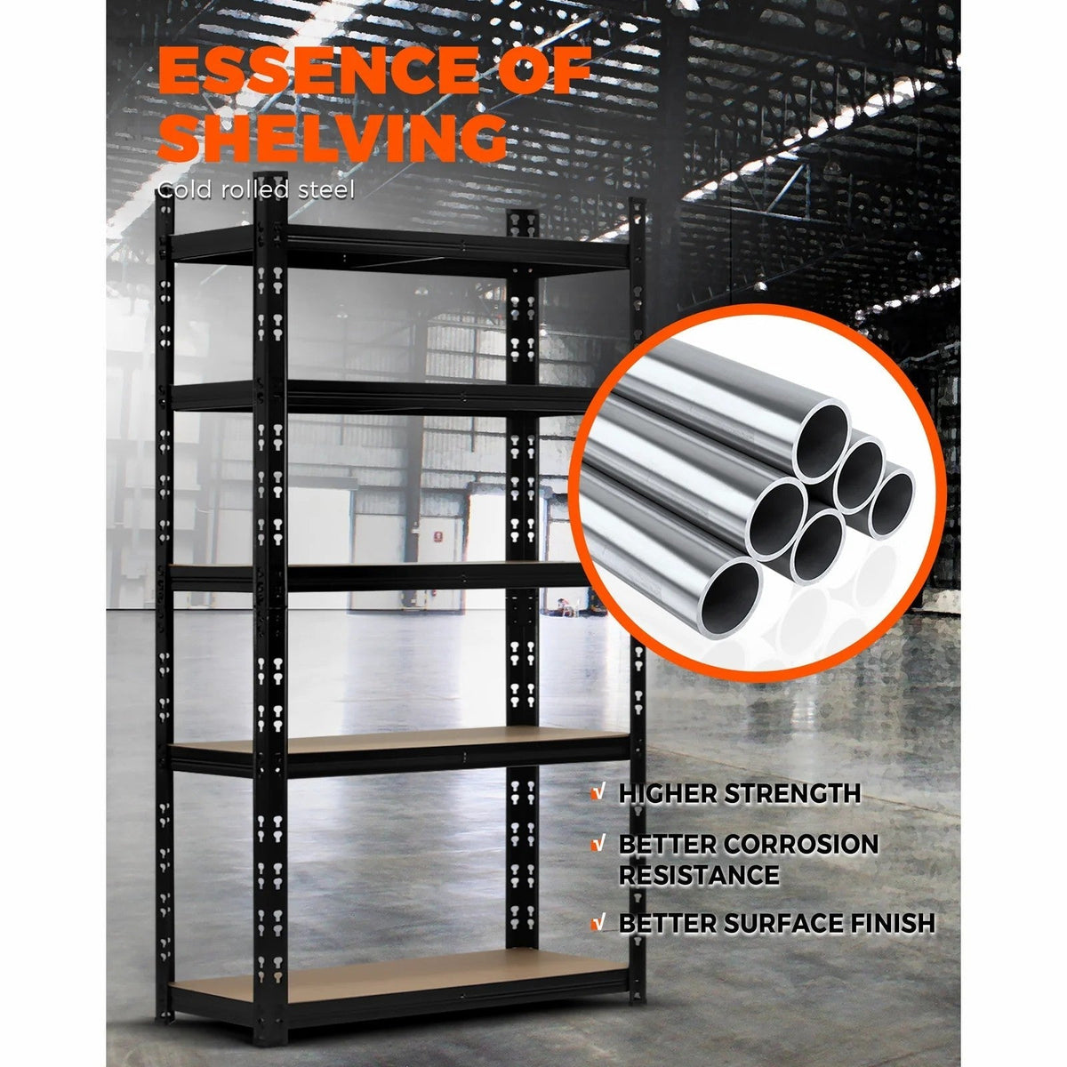 WR-A2-S3-BK Sharptoo Warehouse Storage Shelf Steel Frame 1.8x1.2m