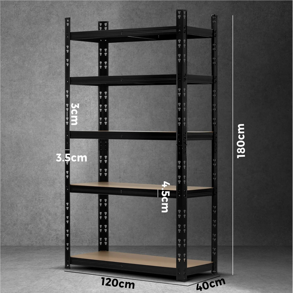 WR-A2-S3-BK Sharptoo Warehouse Storage Shelf Steel Frame 1.8x1.2m