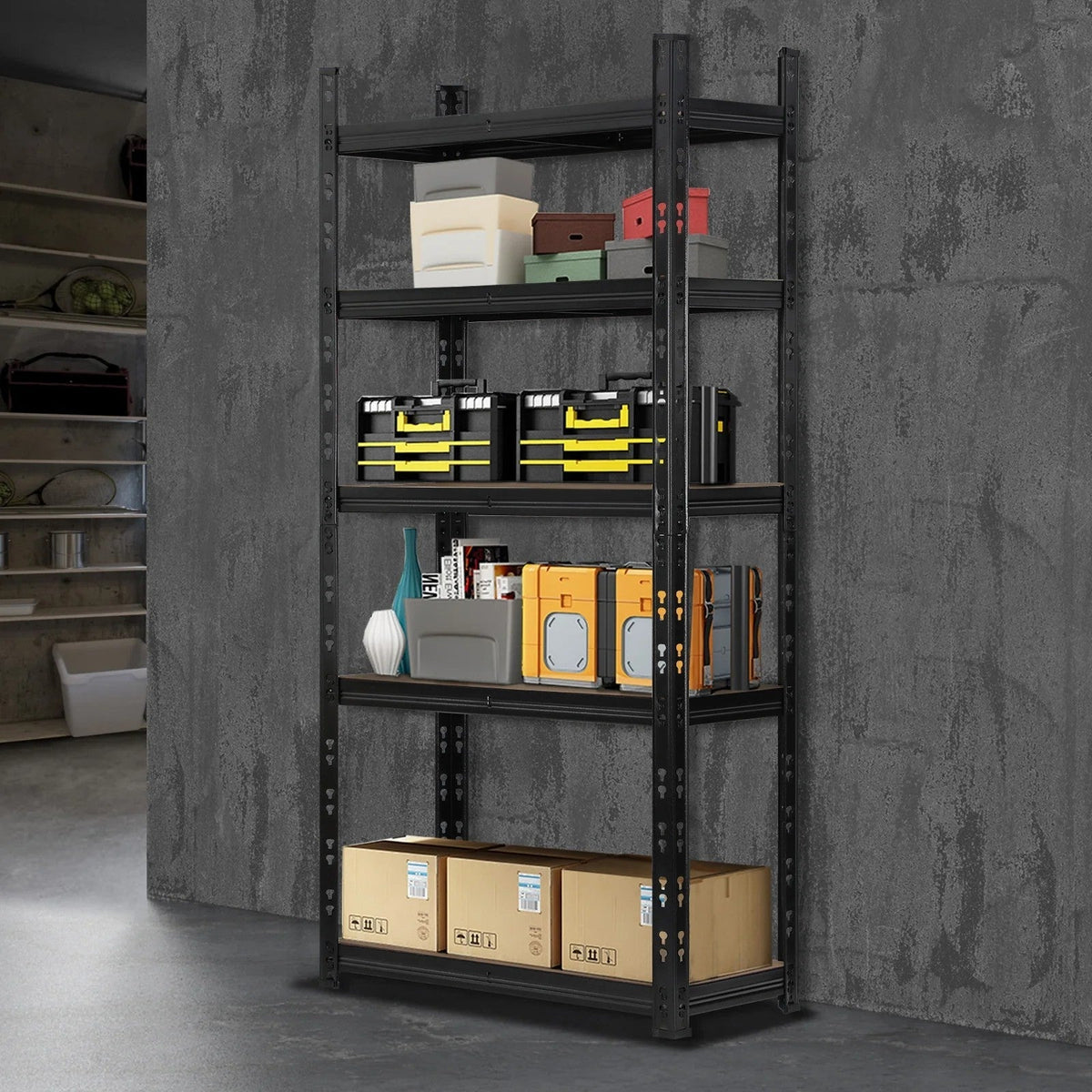 WR-A2-S3-BK Sharptoo Warehouse Storage Shelf Steel Frame 1.8x1.2m