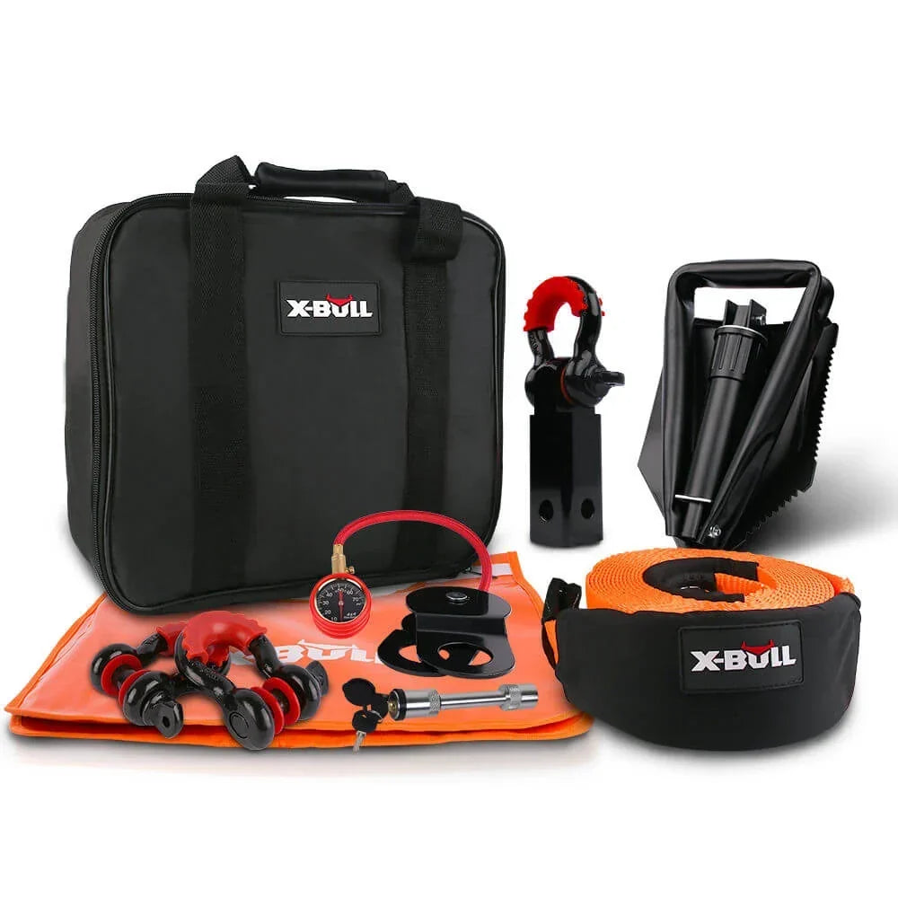 AUEB-XBRK011 X-Bull 11 Piece 4WD Off Road Snatch Strap Winch Recovery Kit