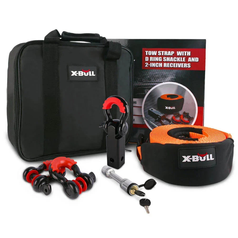 AUEB-XBRK011 X-Bull 11 Piece 4WD Off Road Snatch Strap Winch Recovery Kit