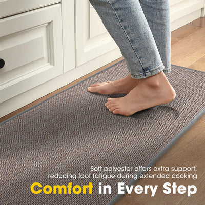ZU-BF2013-2PK-BK ZUNI 2PCS Kitchen Rugs Mats Non Slip Anti Fatigue for Kitchen Floor Home Black