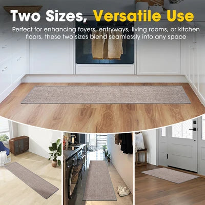 ZU-BF2013-2PK-BK ZUNI 2PCS Kitchen Rugs Mats Non Slip Anti Fatigue for Kitchen Floor Home Black