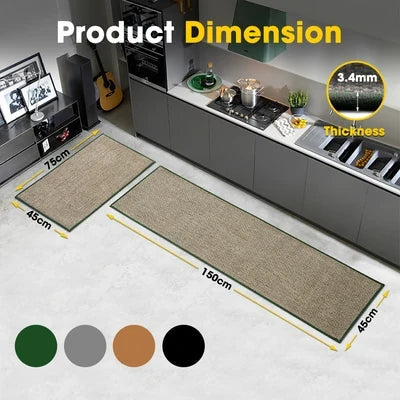 ZU-BF2013-2PK-BK ZUNI 2PCS Kitchen Rugs Mats Non Slip Anti Fatigue for Kitchen Floor Home Black